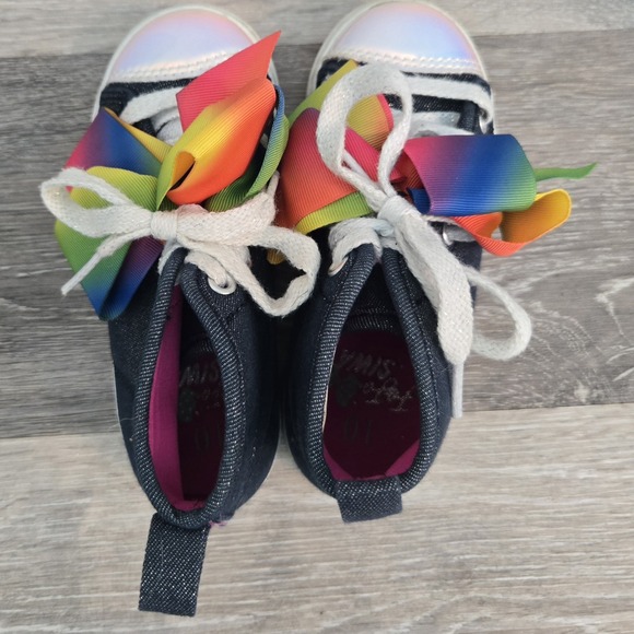 JOJO SIWA Hi-Top Shoes Girls Youth 10 Blue Sneakers Rainbow Bow - Picture 5 of 9